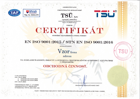 Certifikát kvality ISO 9001 získává mnoho společností. Přidejte se k nim i vy